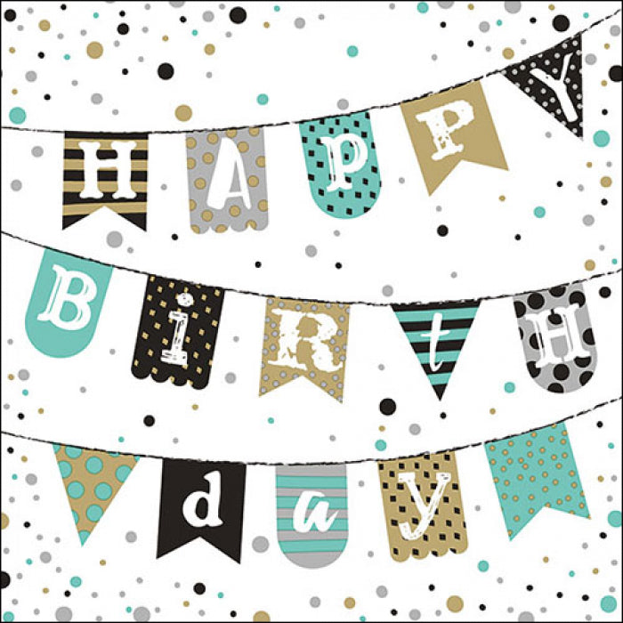 Birthday garland green Servietten 33x33cm