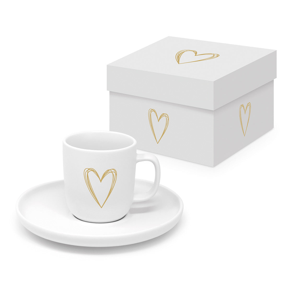 Pure Heart gold Espressotasse mit Untertasse