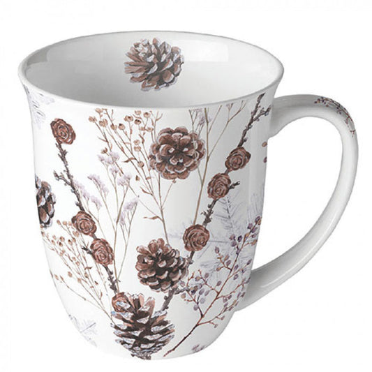 Pine cones white Tasse