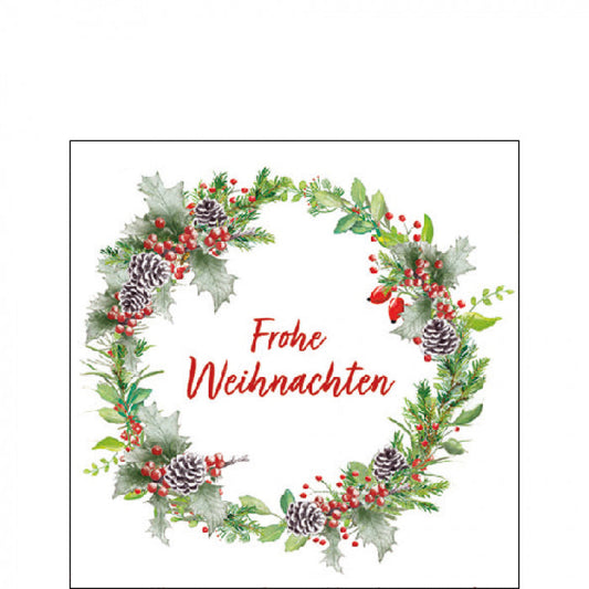 Weihnachtskranz weiß Servietten 25x25cm