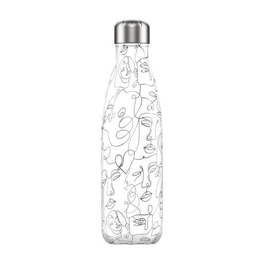 Line Art Faces Edelstahlflasche 500ml