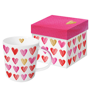 Aquarell Hearts real gold Tasse mit Geschenksverpackung