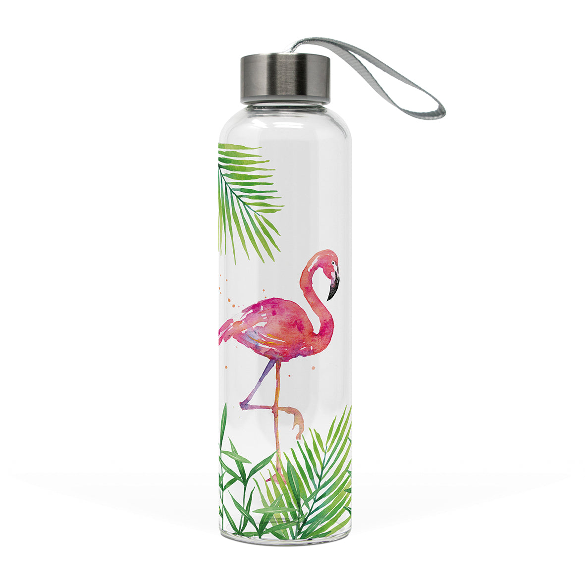 Tropical Flamingo Glasflasche