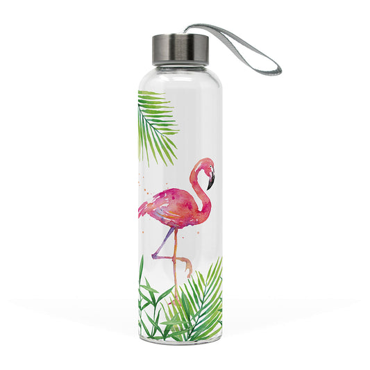 Tropical Flamingo Glasflasche