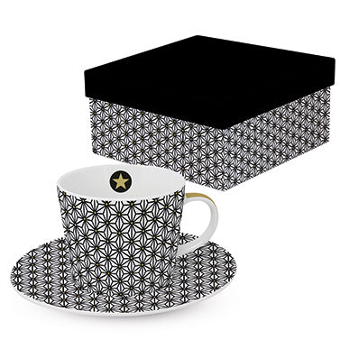 Ginza black gold Kaffeetasse mit Untertasse