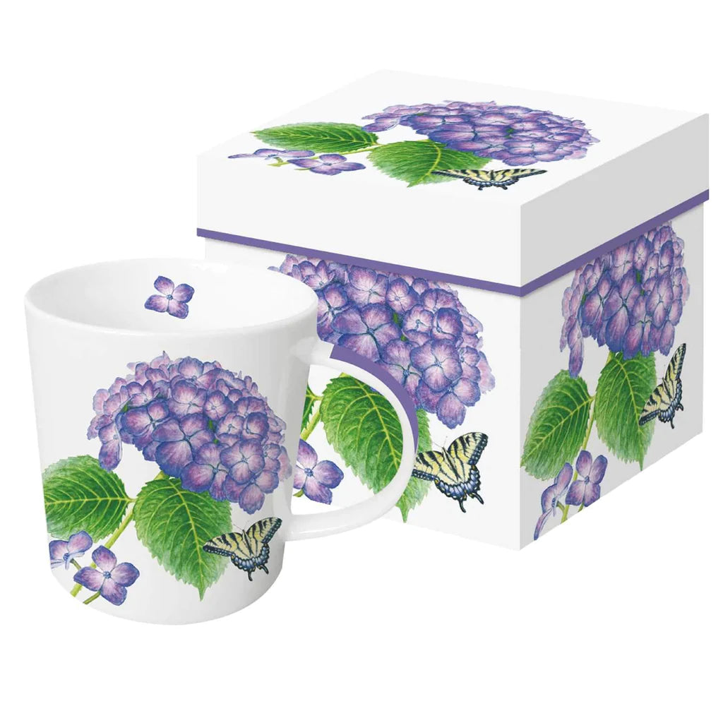 Hydrangea & Butterfly Tasse mit Geschenksverpackung